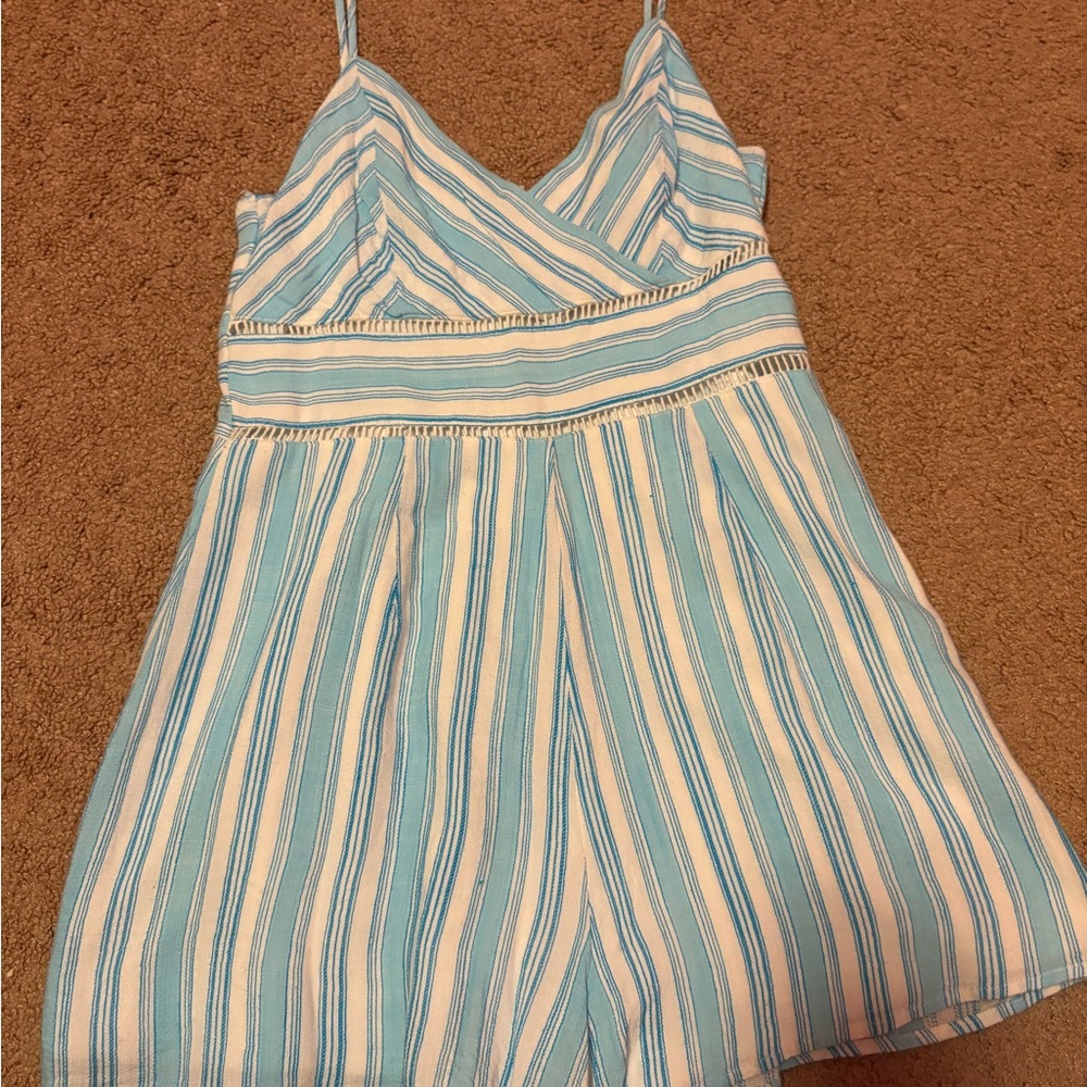 Miami Kids Sky and White Striped Romper
